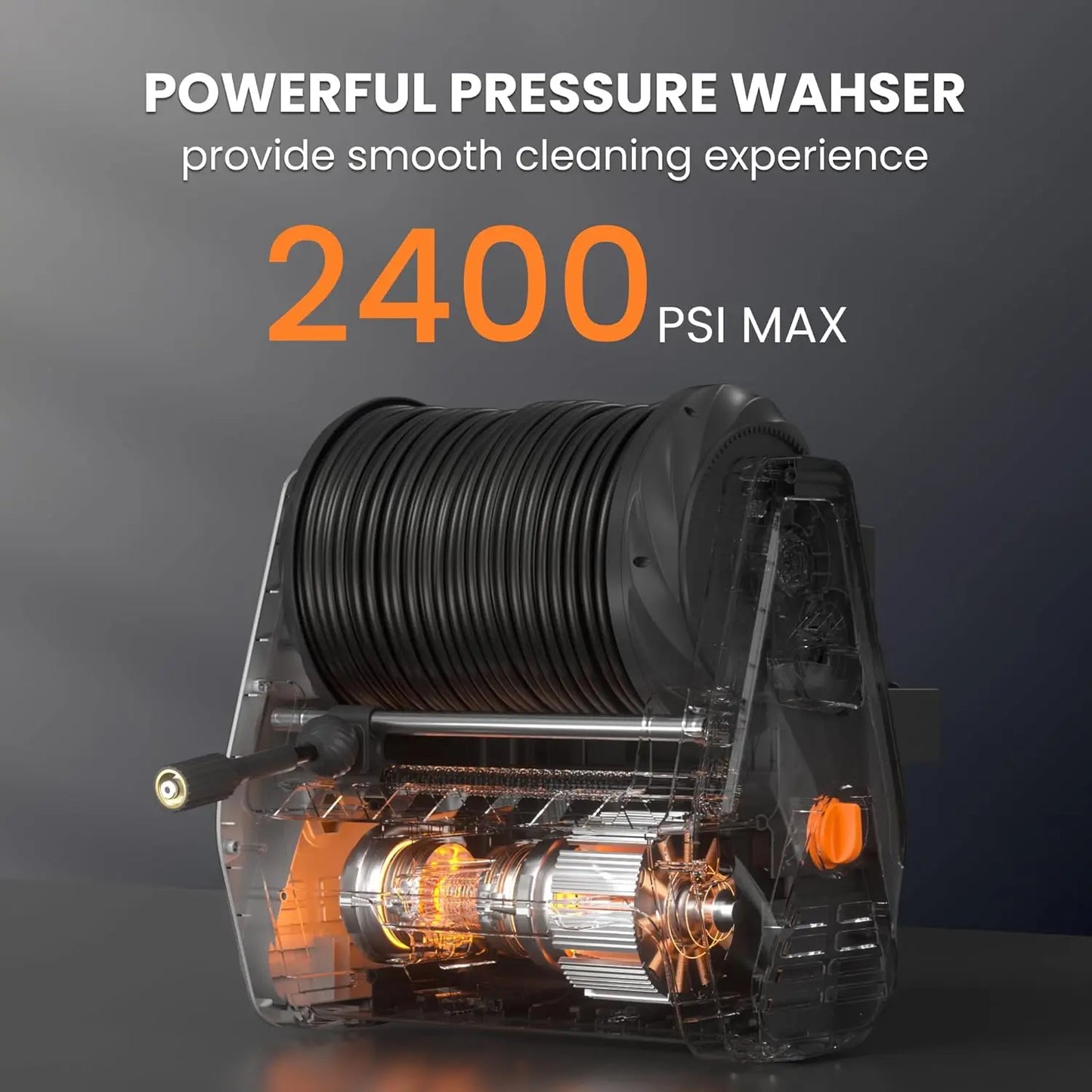 Pressure Washer, Max 2400 PSI, 2.0 GPM