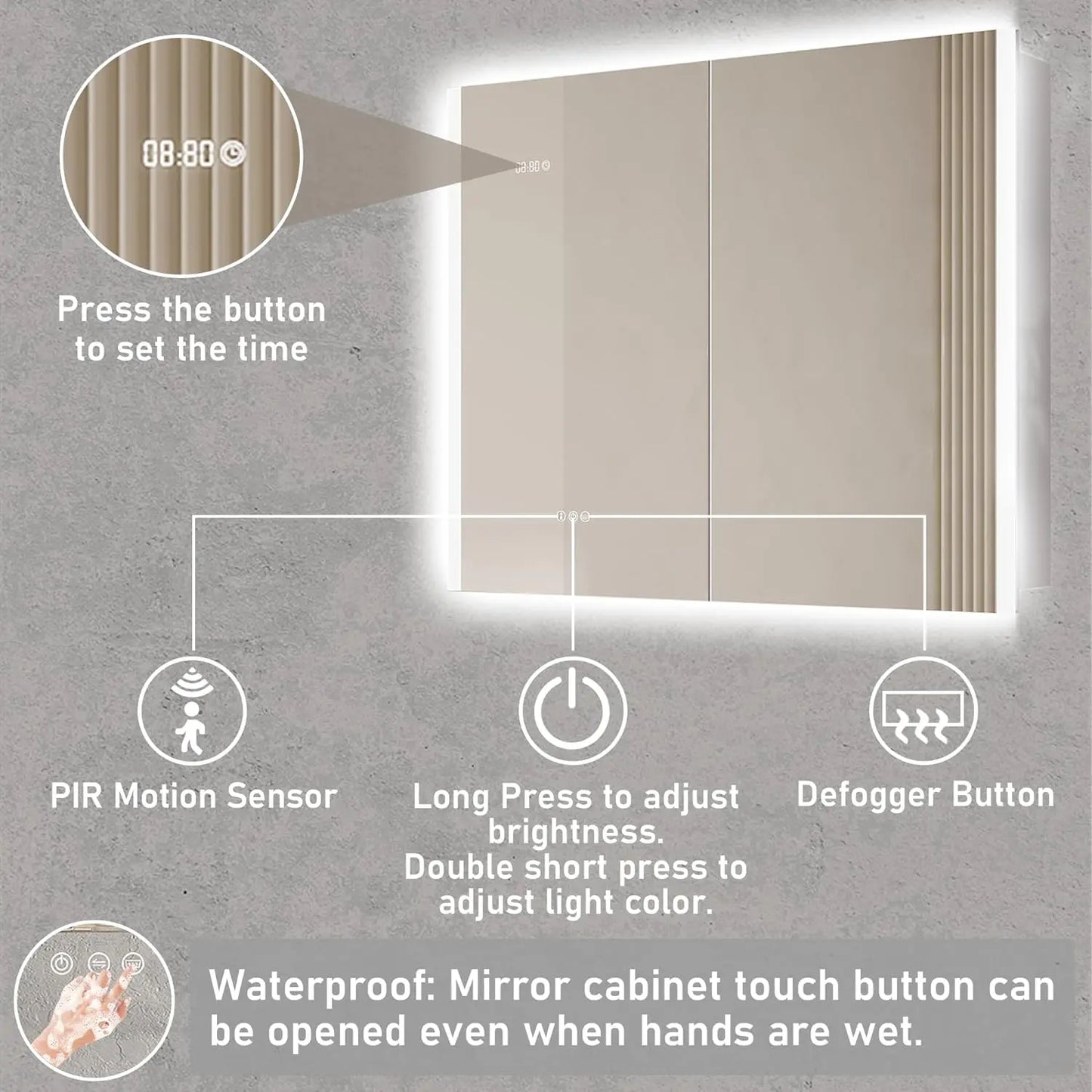 36 X 30 inch Bathroom Medicine Cabinet with LED Mirror