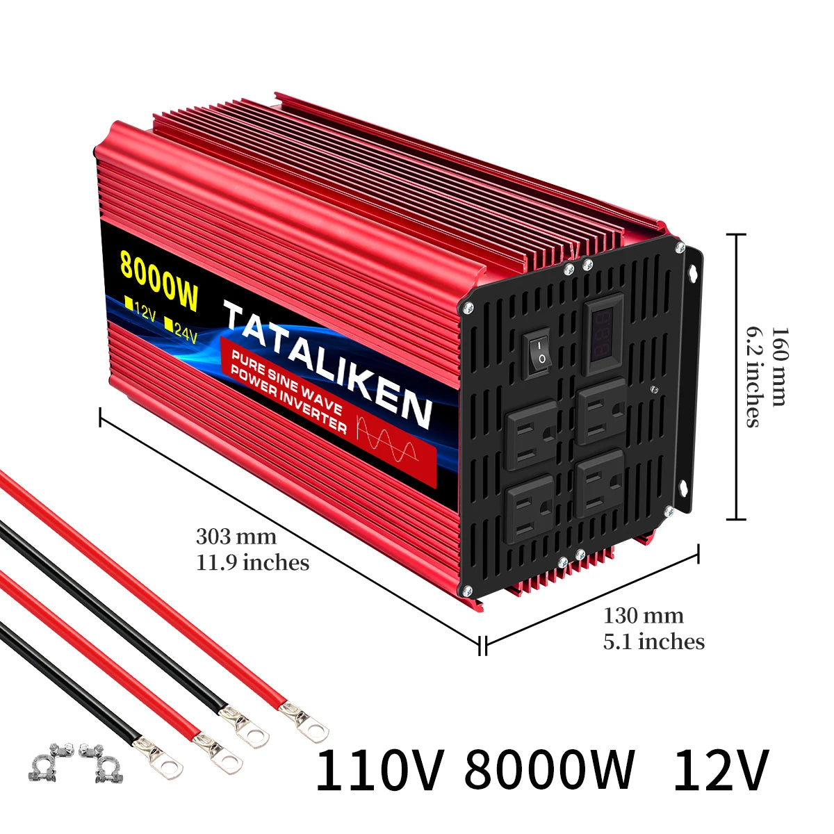 12V To 110V AC Pure Sine Power Inverter 3500/4500/8000W