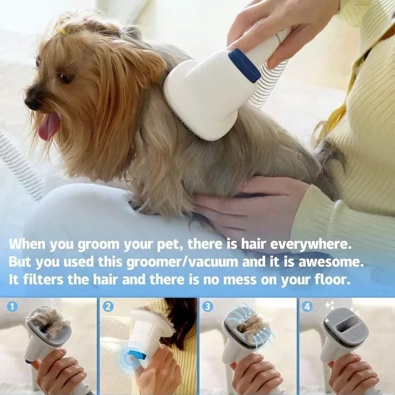 Pet grooming kit with vacuum