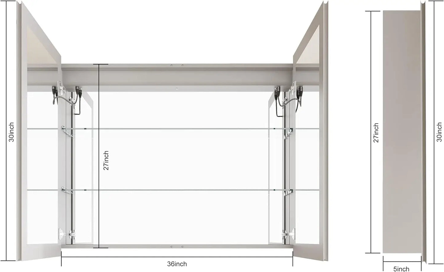 36 X 30 inch Bathroom Medicine Cabinet with LED Mirror