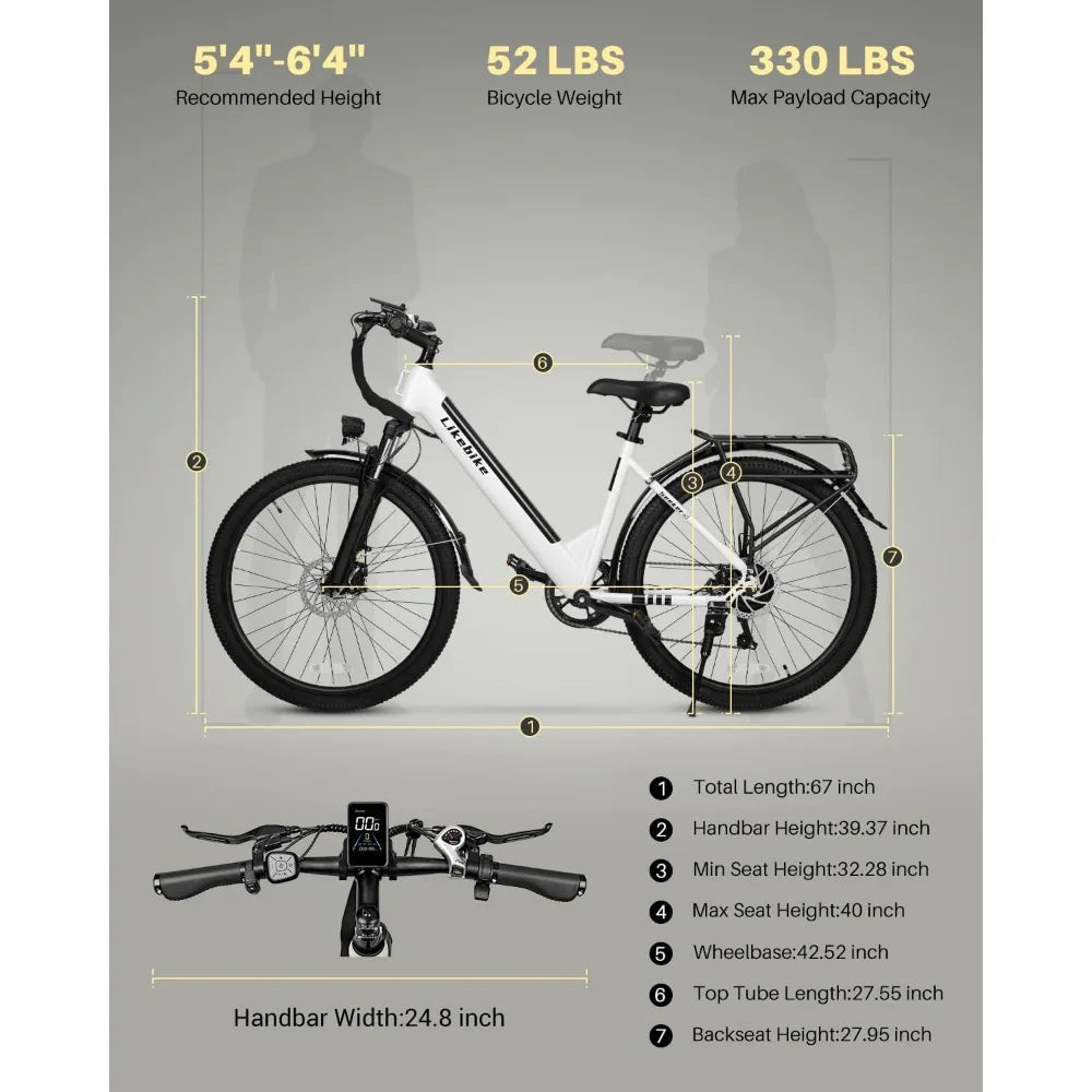 26" Electric Bike with 7-Speed