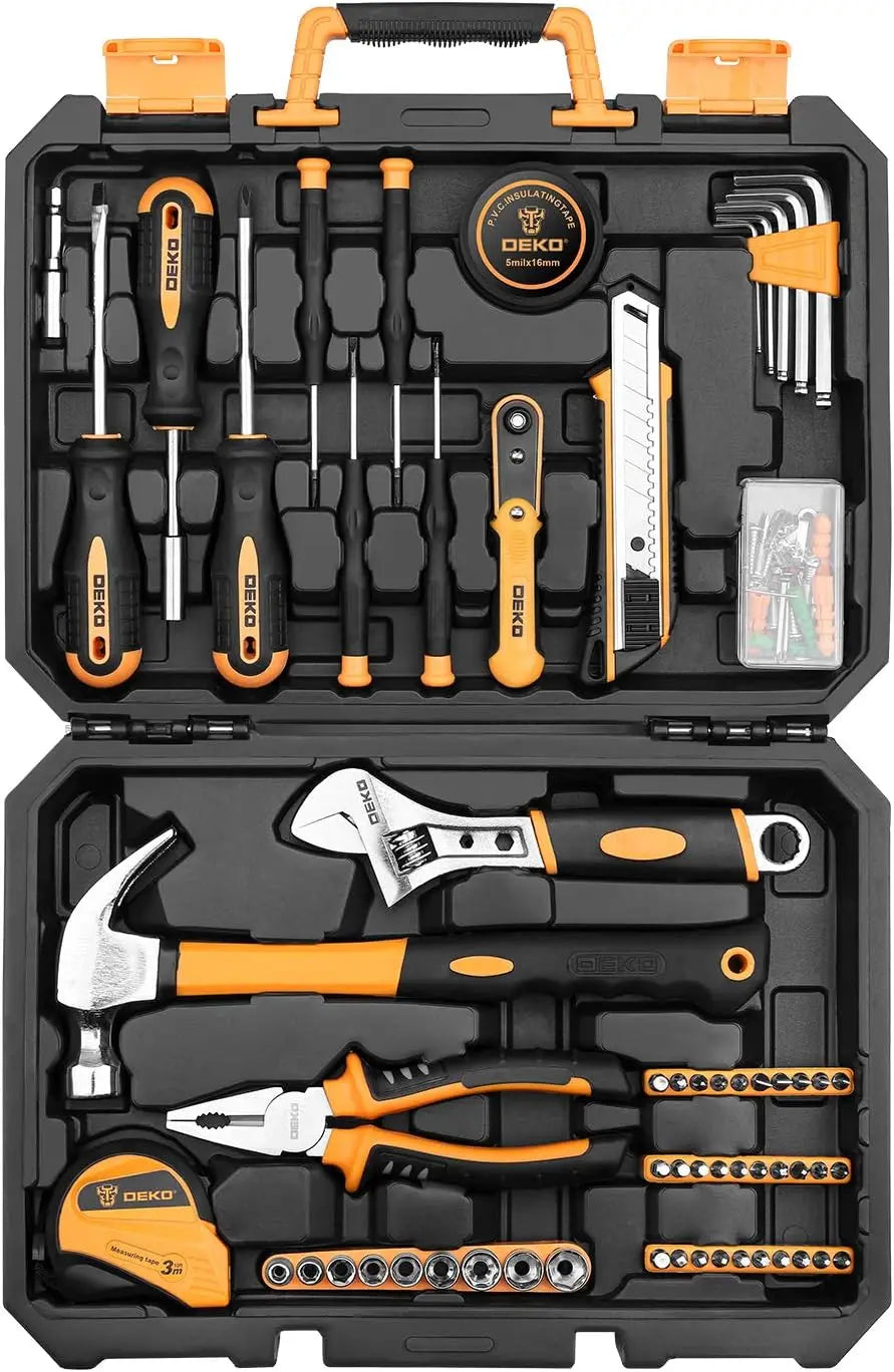 100 Piece Home Repair Tool Set with Plastic Tool Box Storage