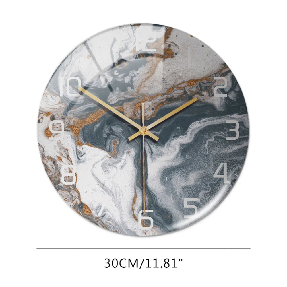 Luxury 3D Acrylic Black Gold Marble Pattern Wall  Clock