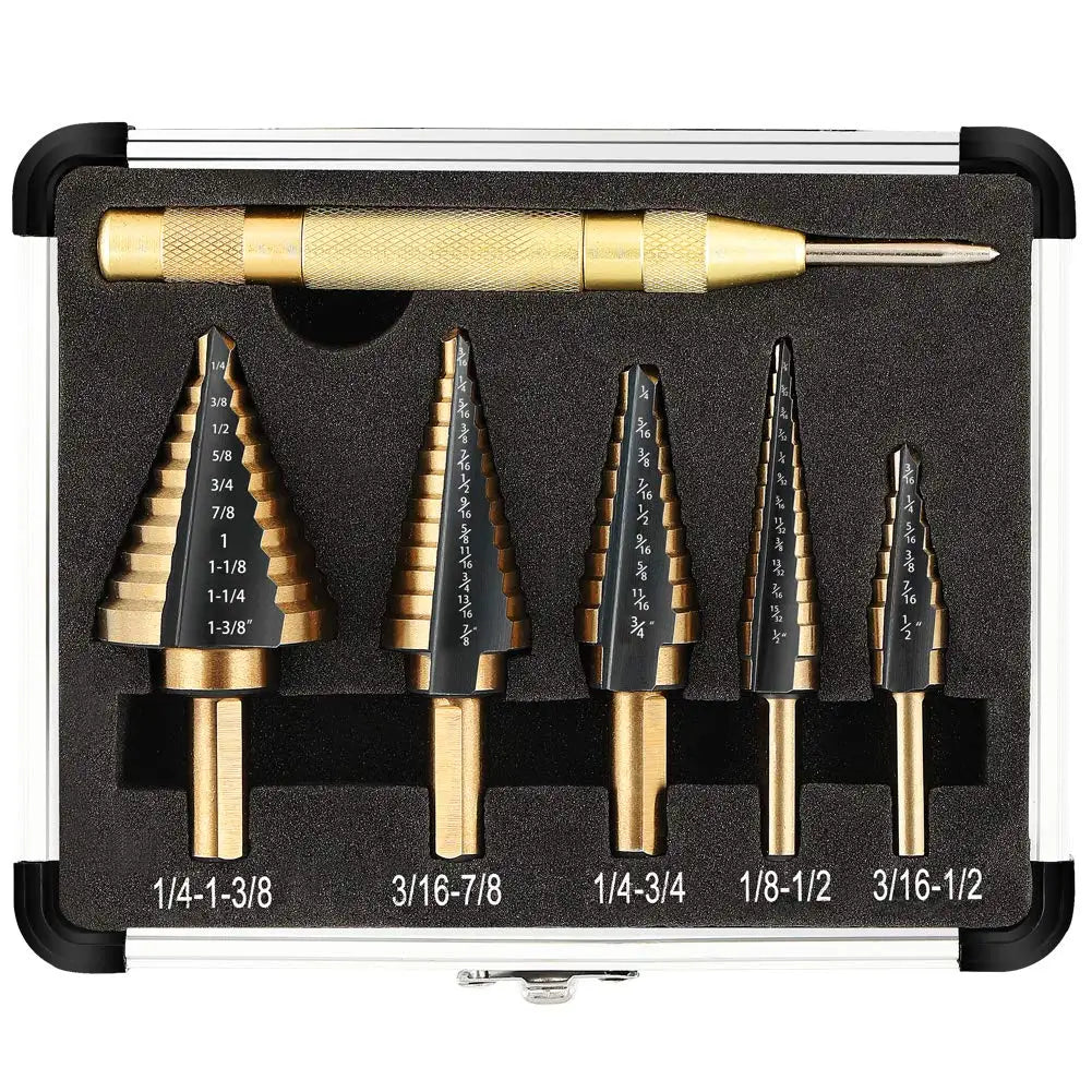 Step Drill Bit Set 5-Piece Titanium-Coated