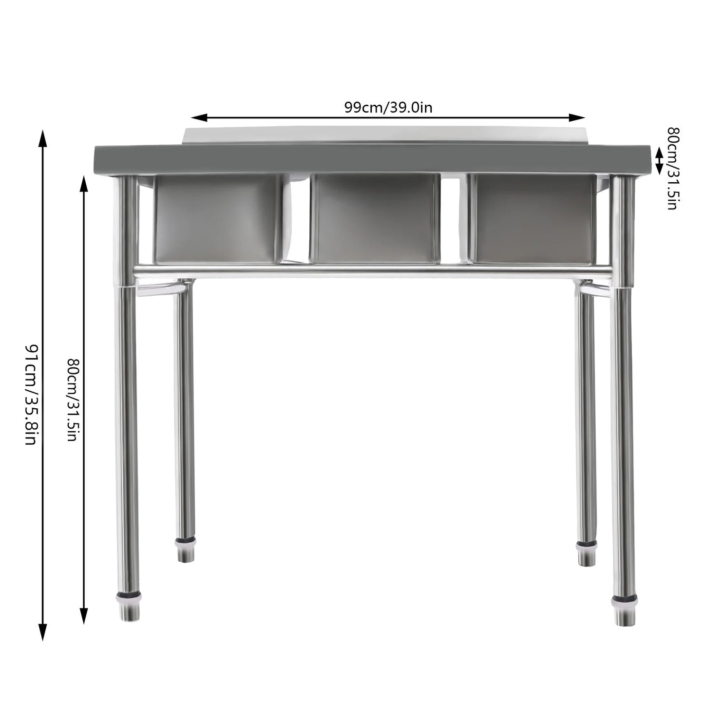 3 Compartment Kitchen Sink Stainless Steel with Faucets