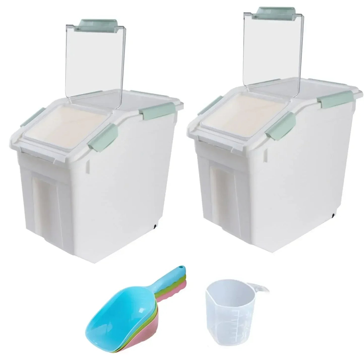 Dog Food Storage Containers  with Locking Lid, Measuring Cup,