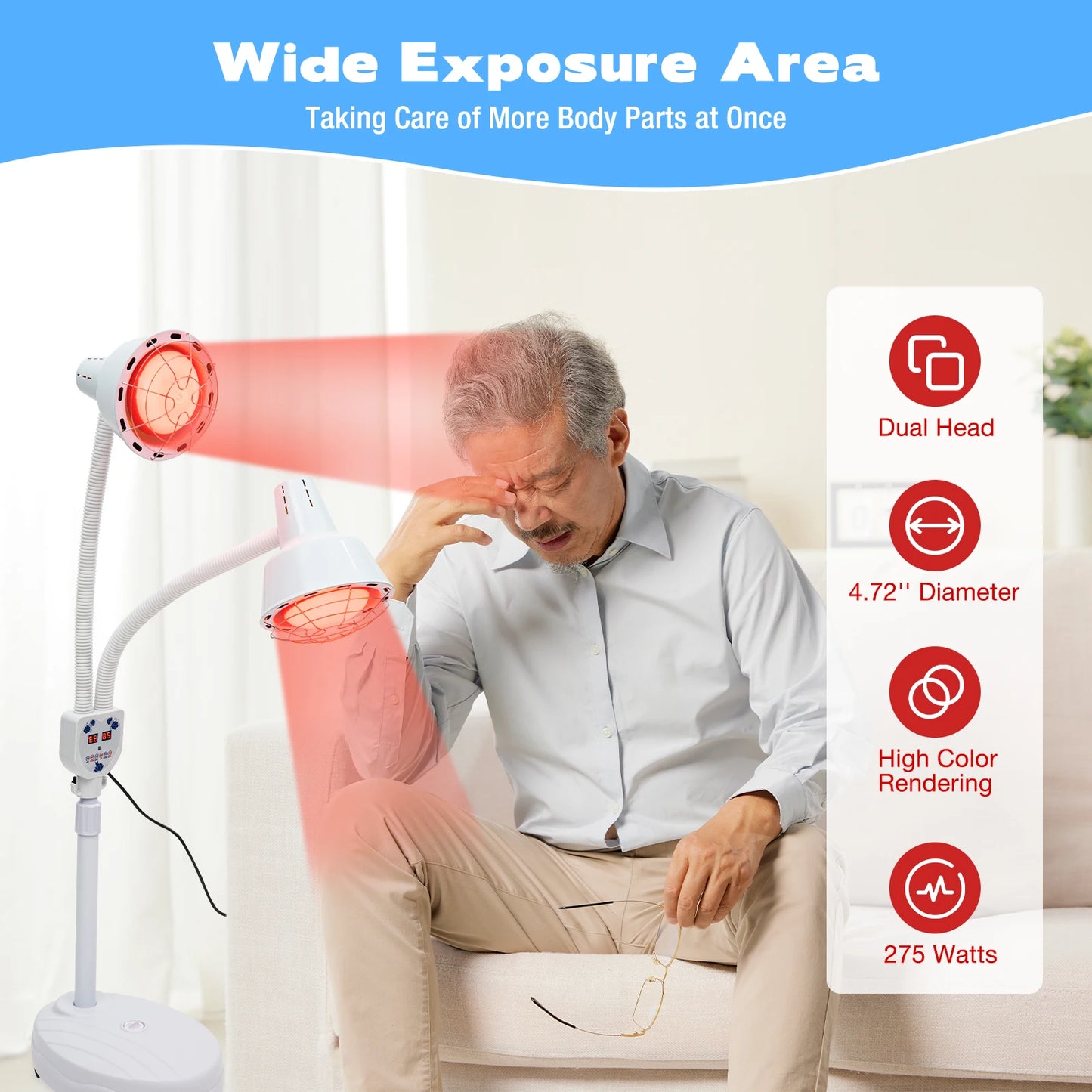 Adjustable Temperature Therapeutic Heat Lamp w/Remote Control