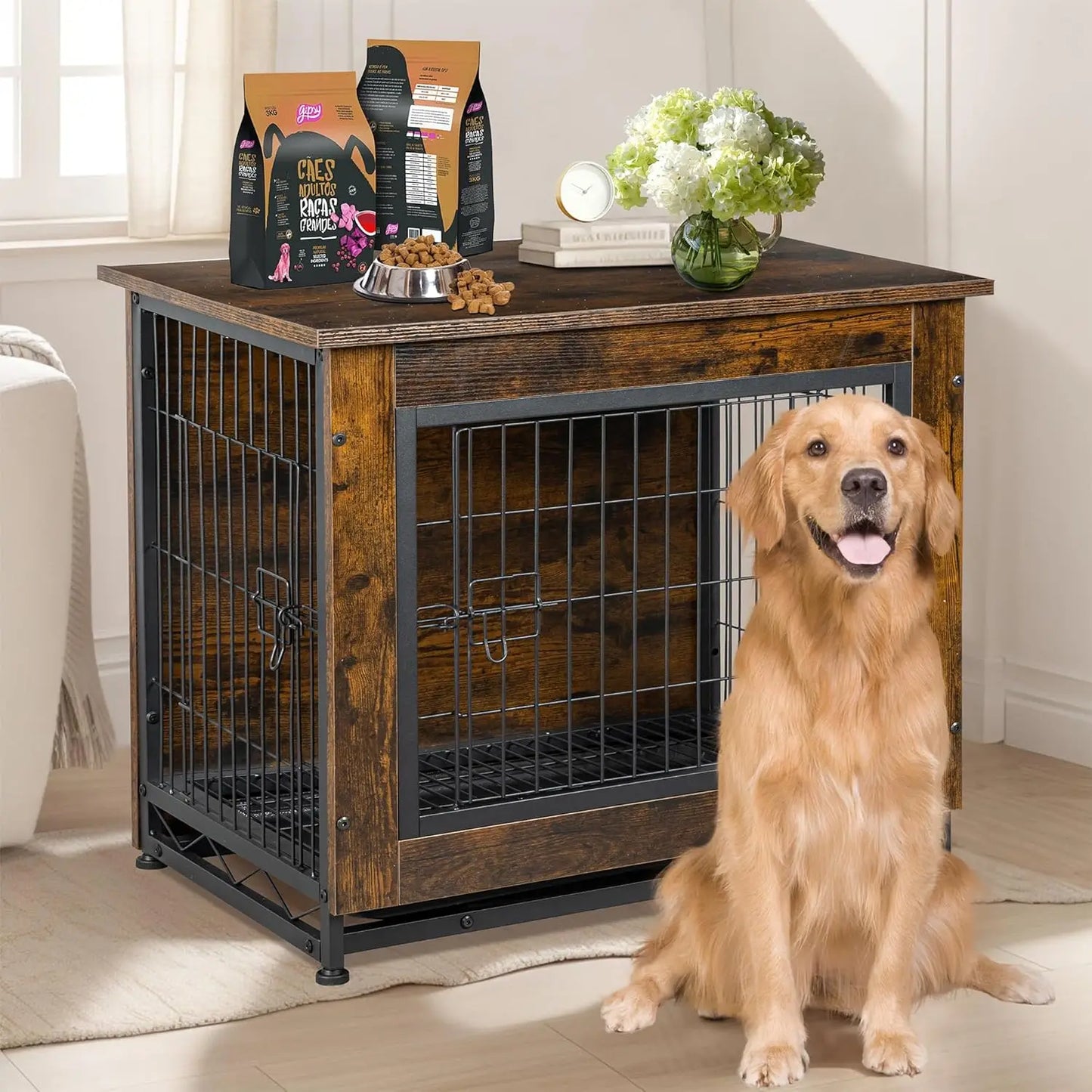 XL Double-Door Kennel Indoor with Removable Tray