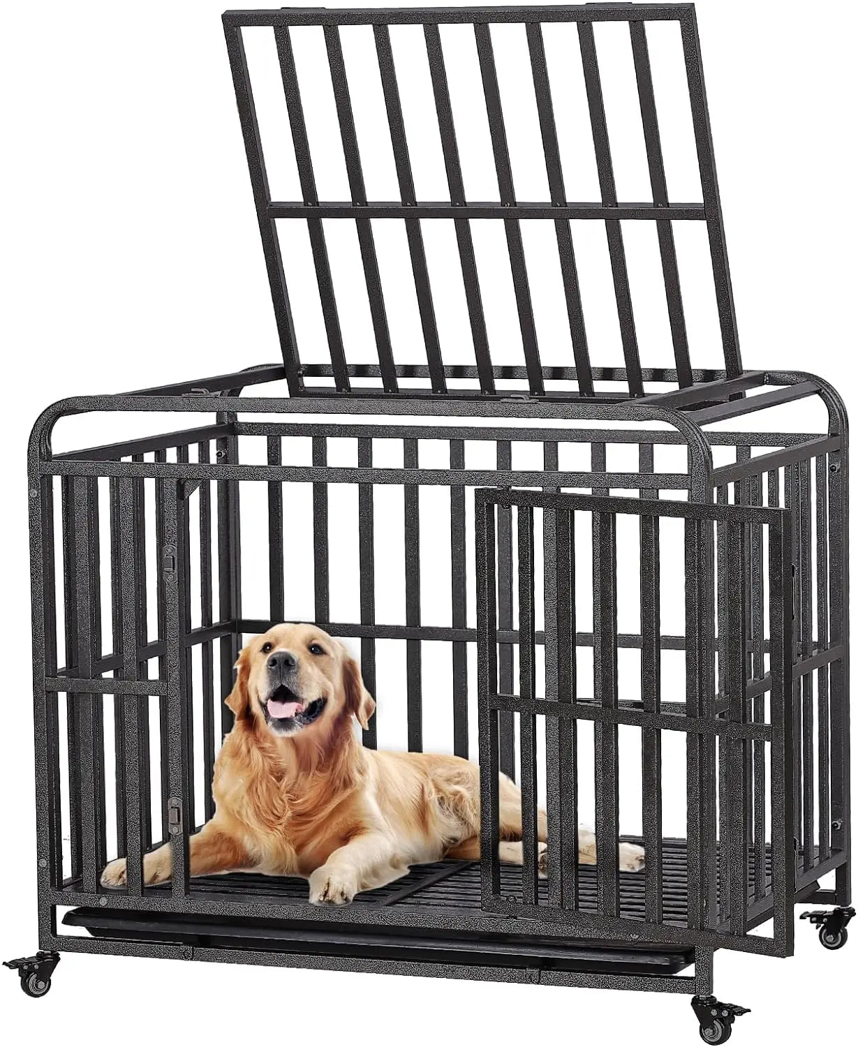 38 Inch Heavy Duty Dog Kennel with 360°Lockable Wheels