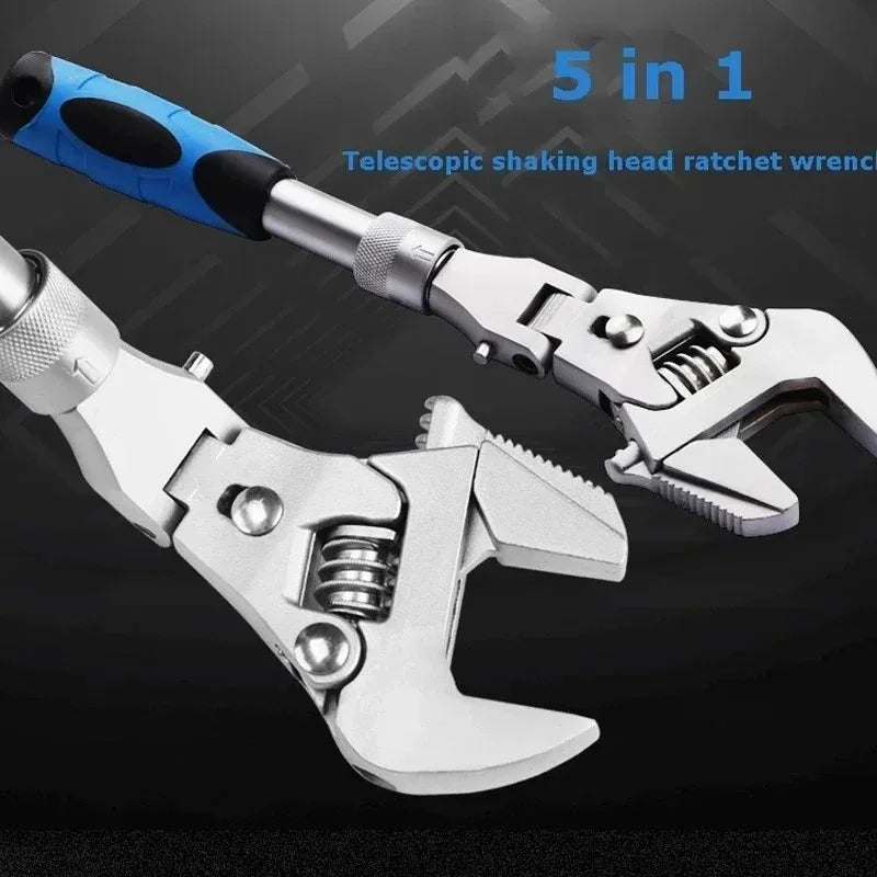 Multifunction 5 in1 10 Inch Adjustable Ratchet Wrench