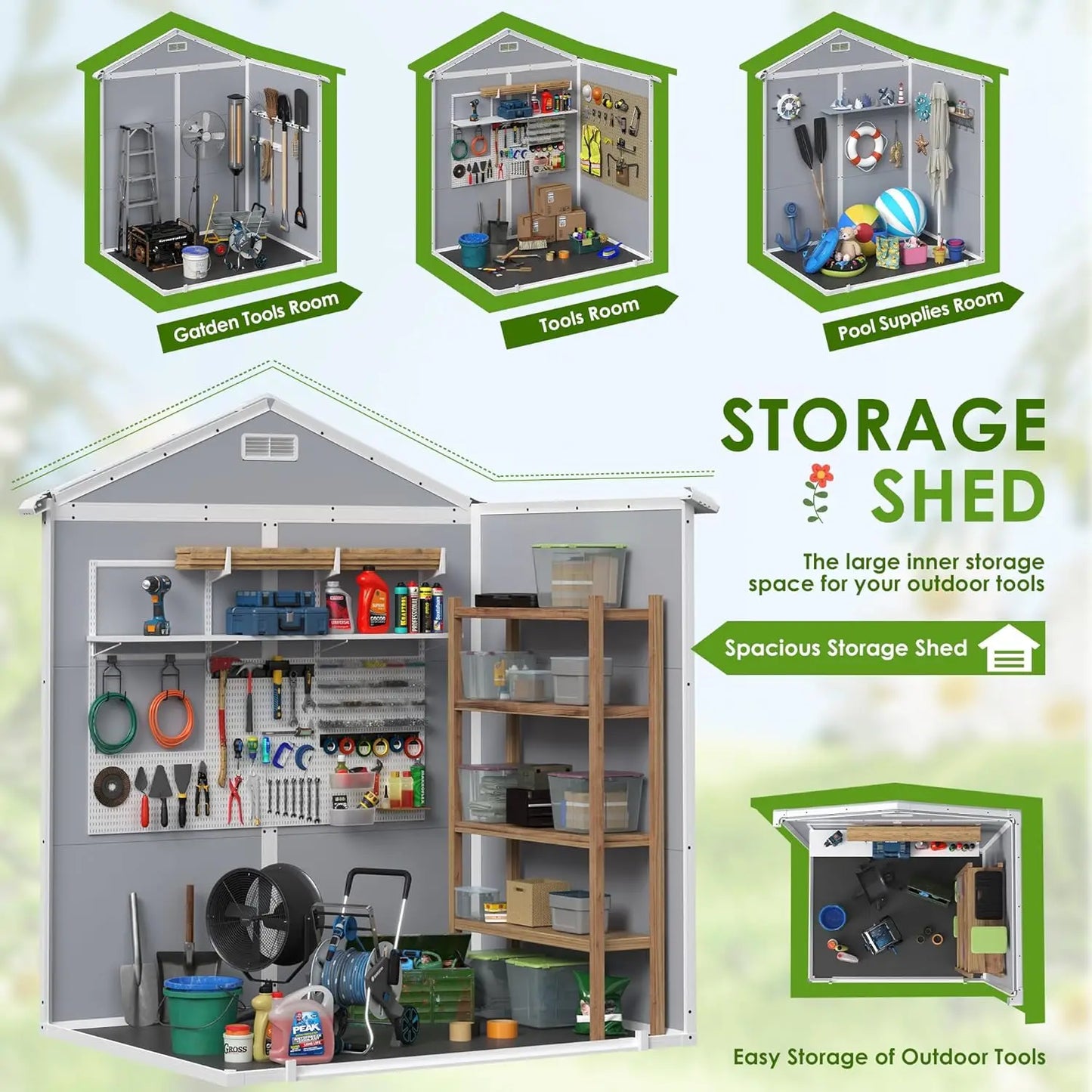 Outdoor Storage Shed 6 X 4 FT Resin Shed with Floor and Lockable Door