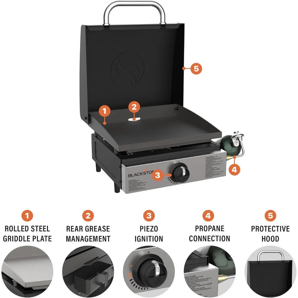 Stainless Steel Propane Gas Portable, Flat Top Griddle