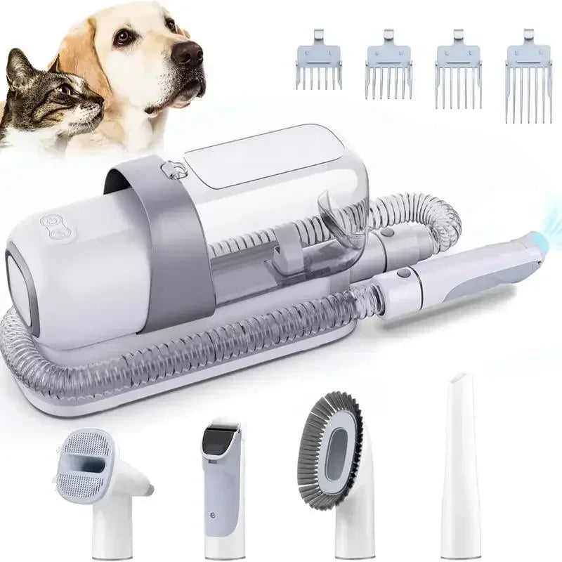 Pet grooming kit with vacuum