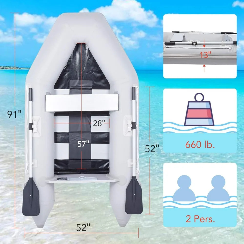 7.5 ft Inflatable Dinghy with Aluminum Floor,