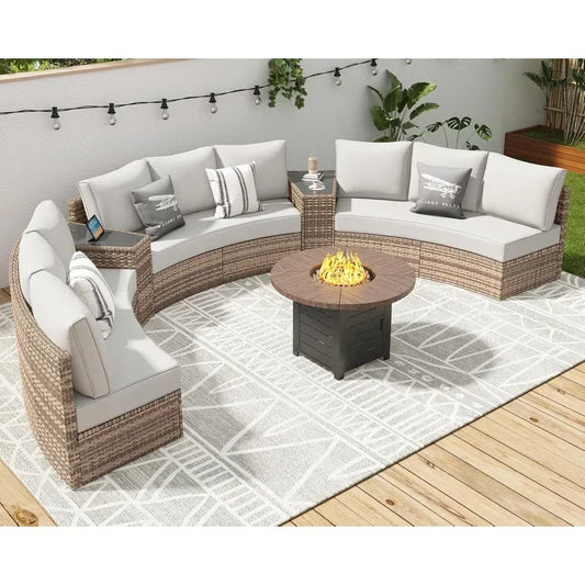 Outdoor Patio Furniture with Cushions & Wedge Table