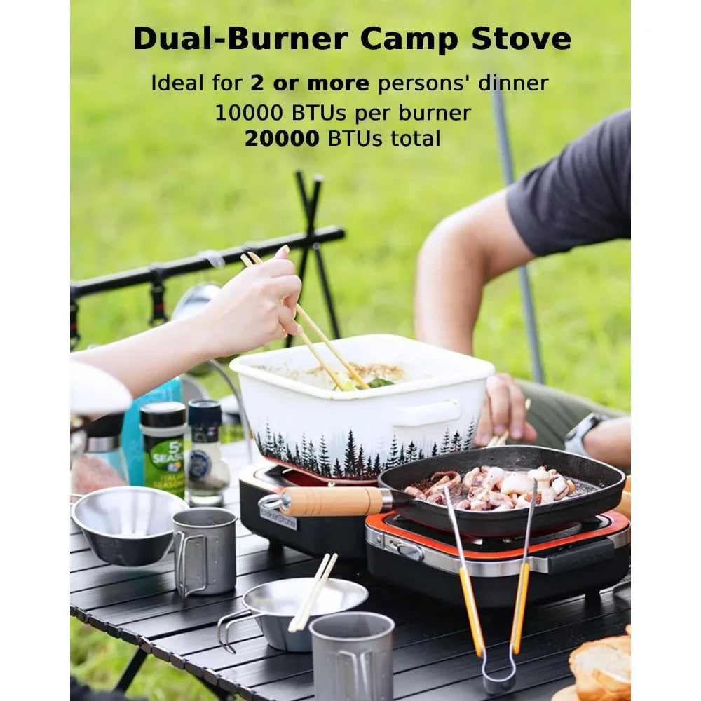 Propane Camping Stove 2 Adjustable Burners