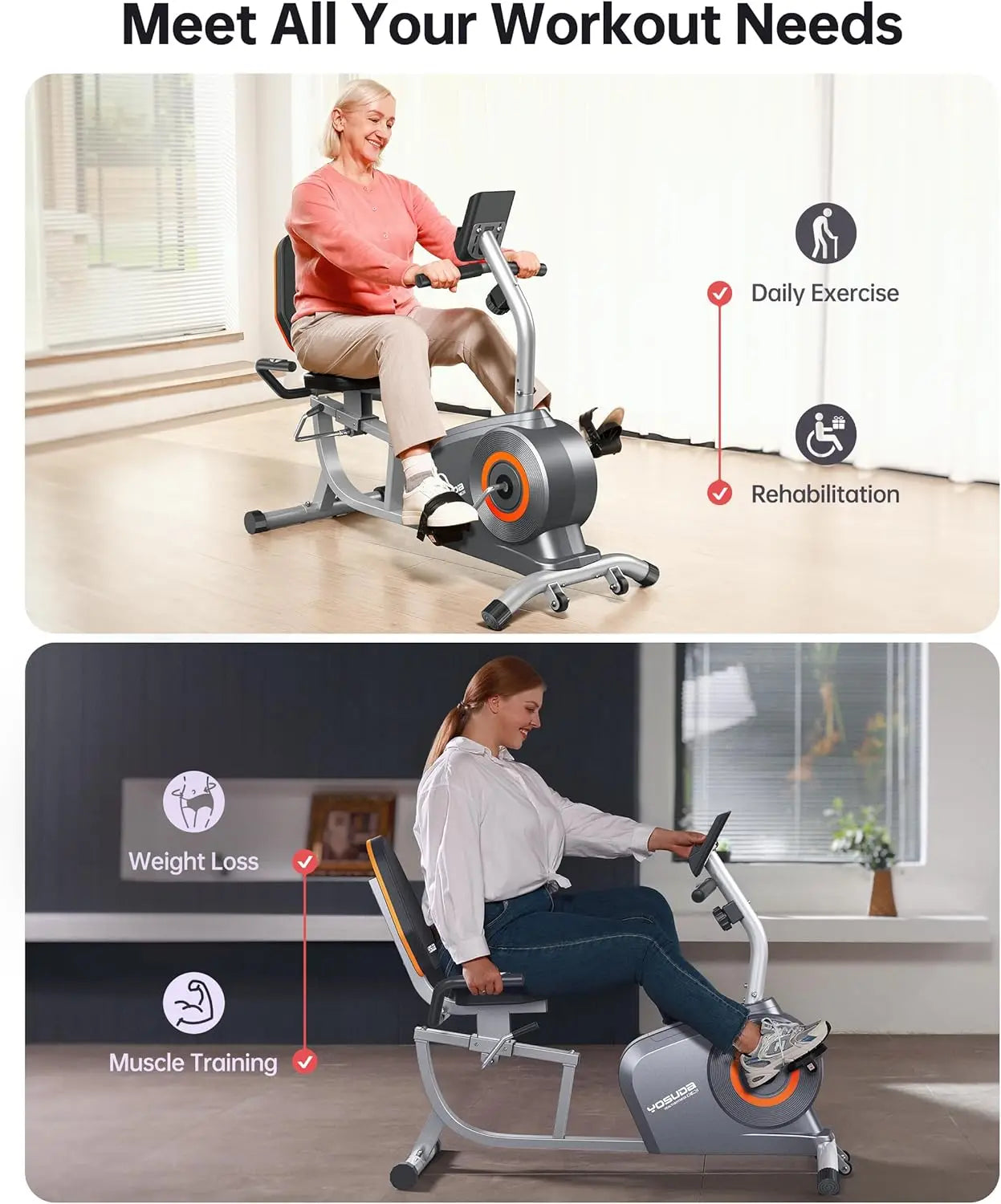 Recumbent Exercise Bike for Adults Seniors