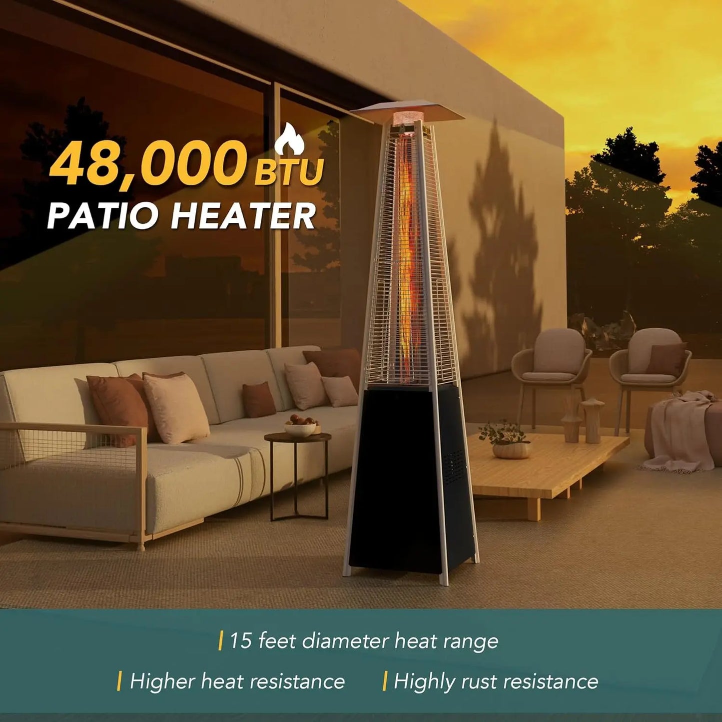 Patio Heater with Cover 48,000 BTU