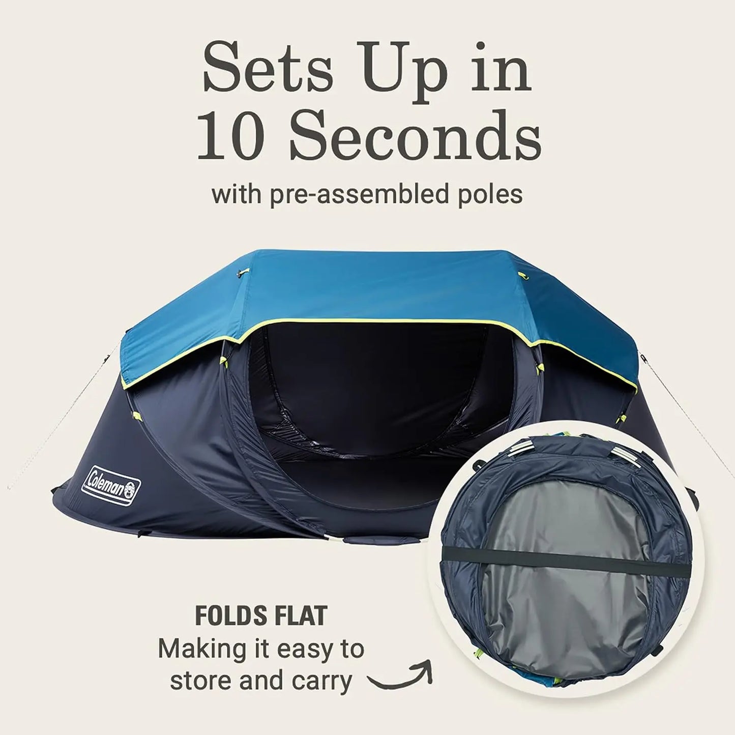 2/4 Person Tent Sets Up in 10 Seconds & Blocks 90% of Sunlight