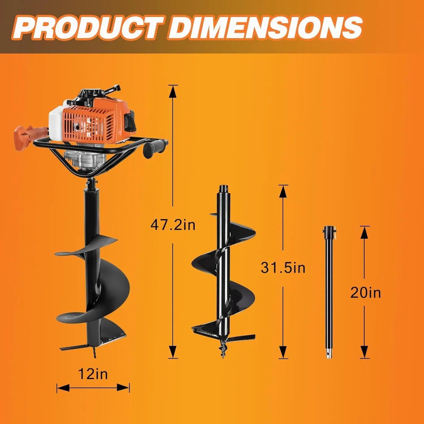 72cc  Gas Powered 2 Cycle Earth Auger