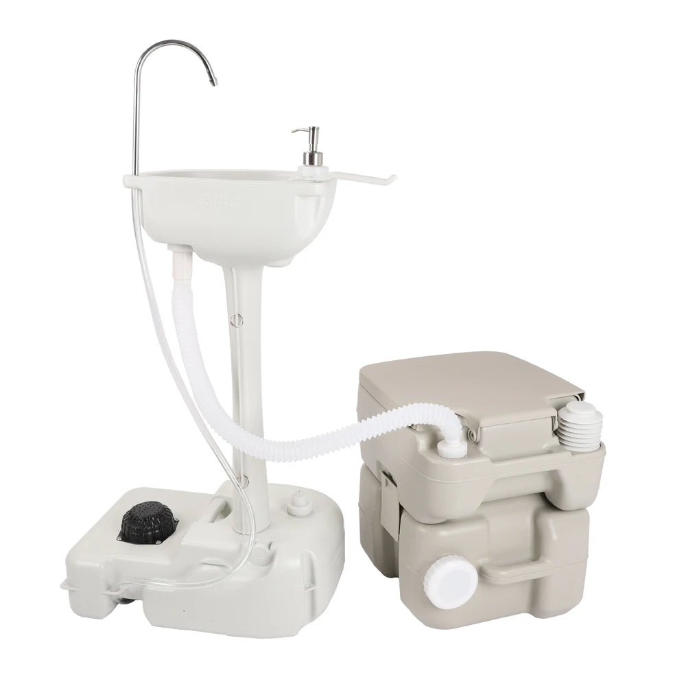 5 Gal Portable Hand Wash Sink and Toilet Combo w/Towel Holder & Soap Dispenser Perfect for Camping/RV/Boat/Road Tripper/Camper