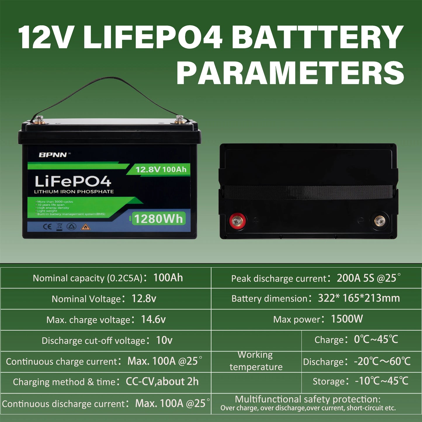 LiFePO4 Rechargeable Battery And 10-Year Lifetime Perfect For RV Solar