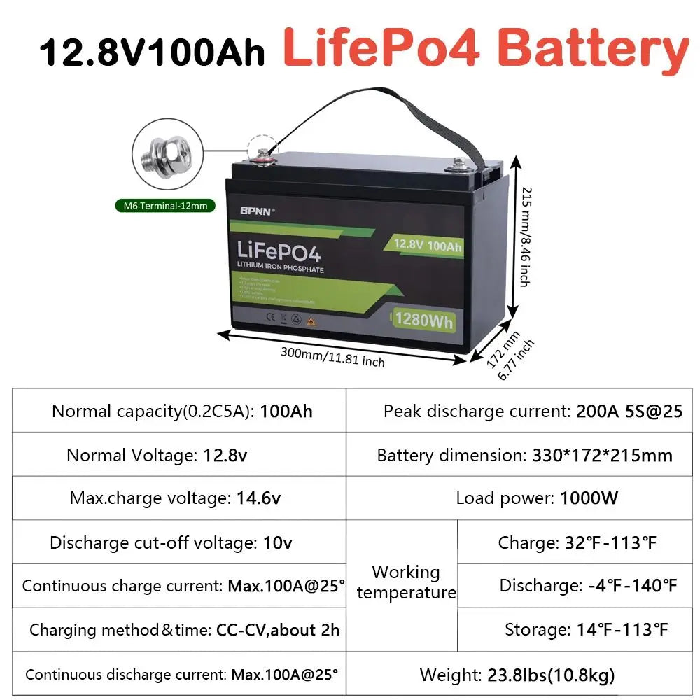 LiFePO4 Rechargeable Battery And 10-Year Lifetime Perfect For RV Solar