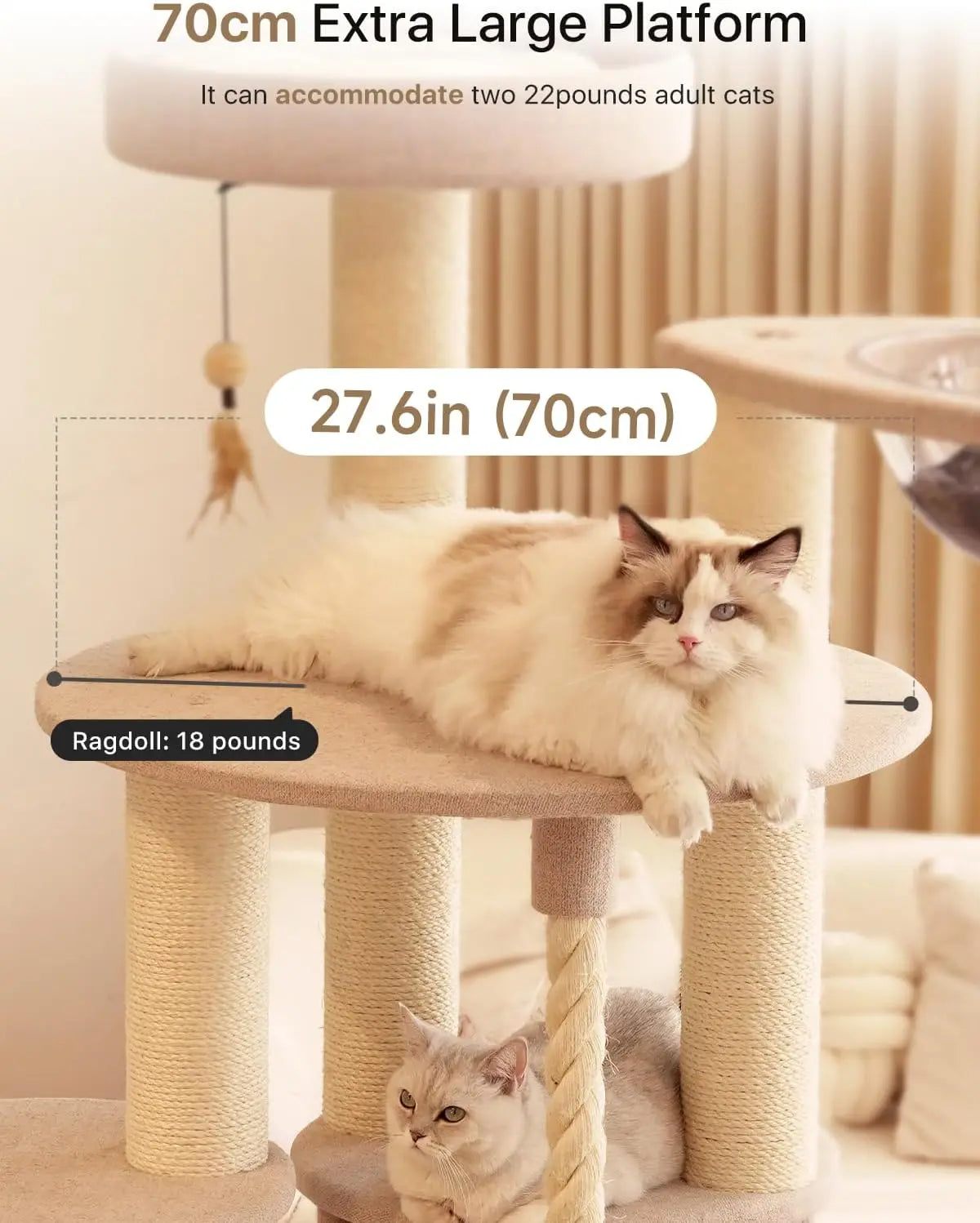 65 Inches Tall Cat Tree Tower for Indoor Large Cats