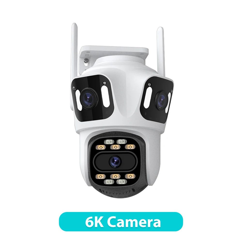 Three Lens PTZ IP 4K, 6K HD Three Screen WiFi Security Camera