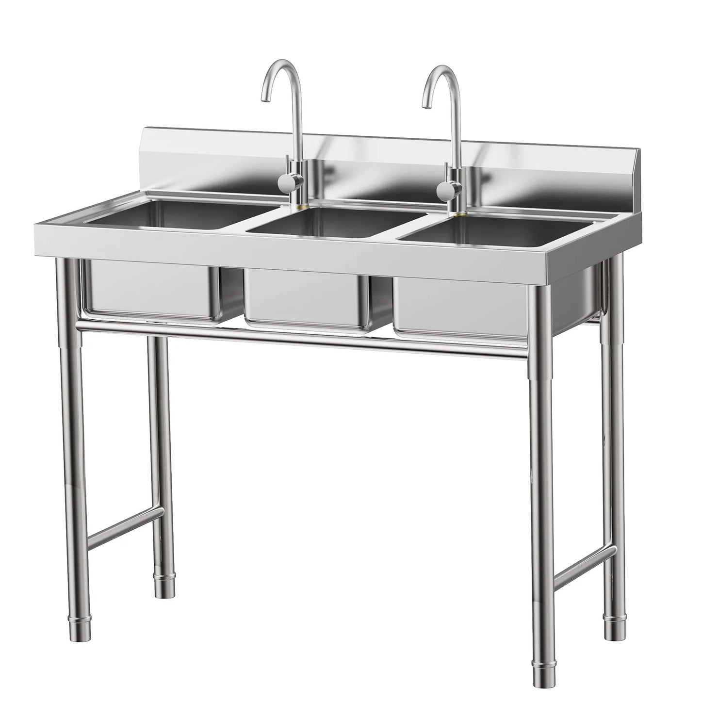 3 Compartment Kitchen Sink Stainless Steel with Faucets