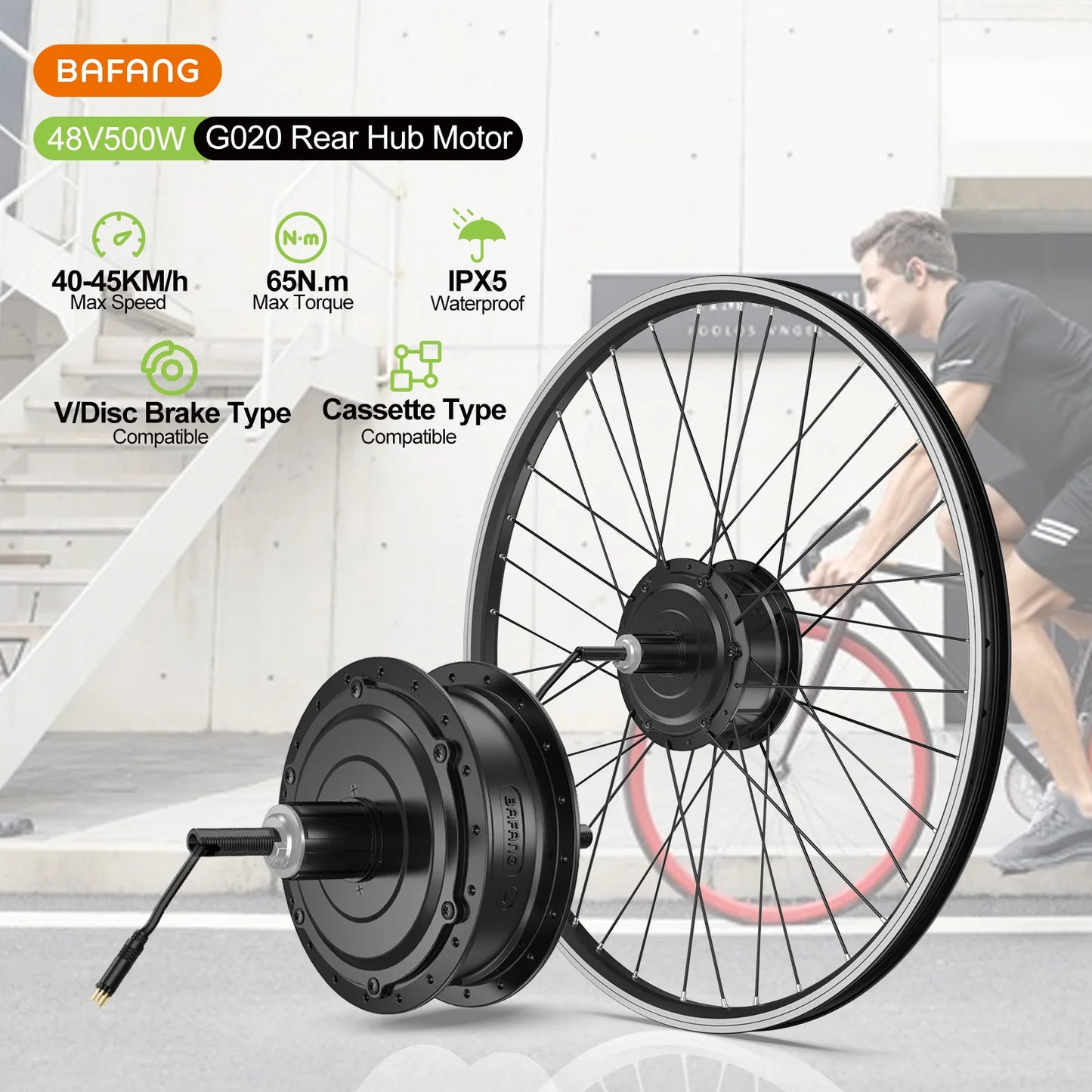 500W EBike conversion Kit Rear Drive Wheel