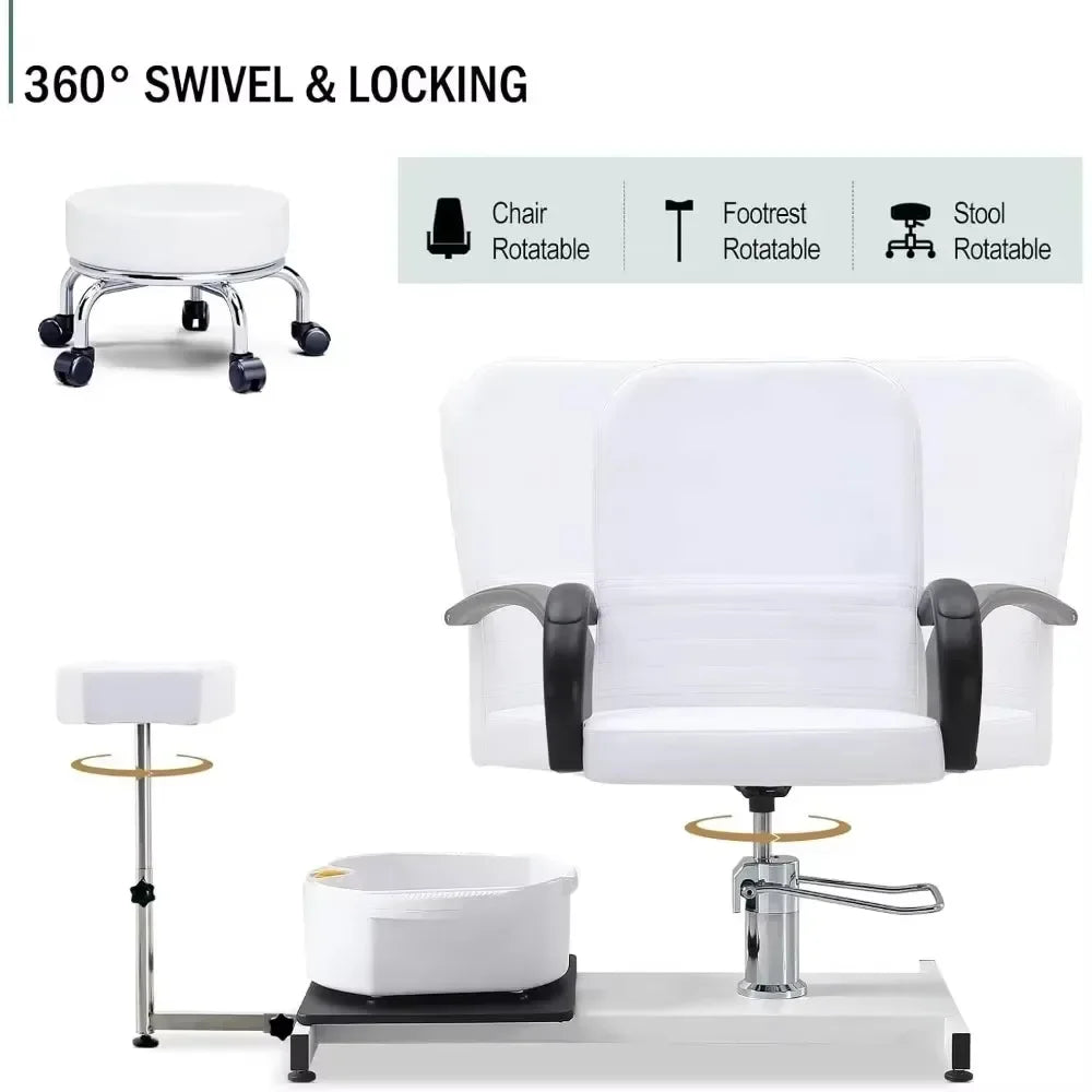 High Adjustable Pedicure Unit w/Stool, Footrest and Foot Basin