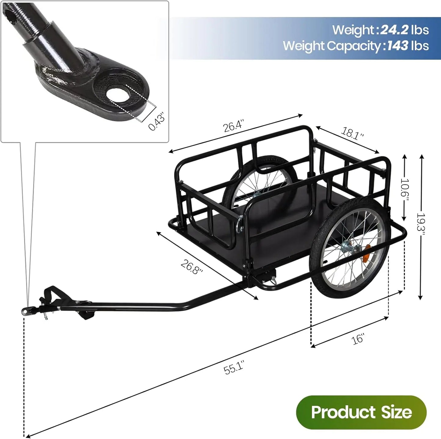 Bike Cargo Trailer w/Universal Bicycle Coupler