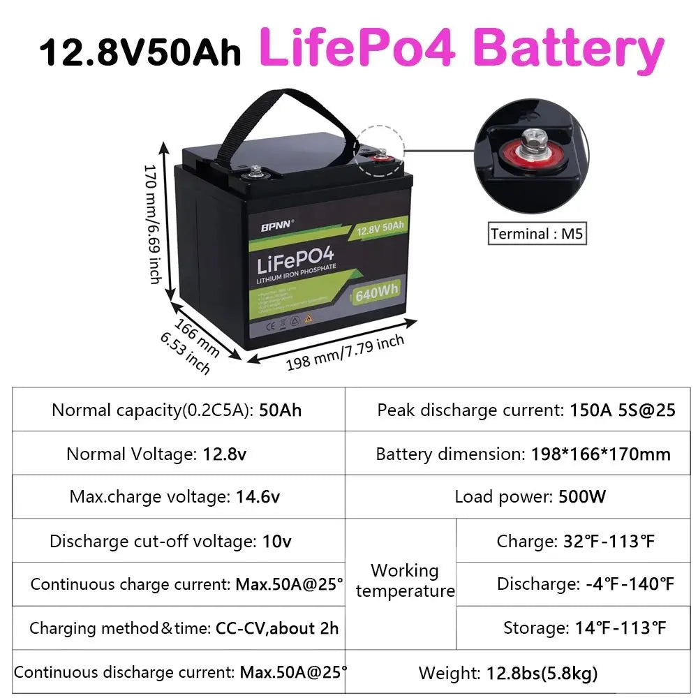 LiFePO4 Rechargeable Battery And 10-Year Lifetime Perfect For RV Solar