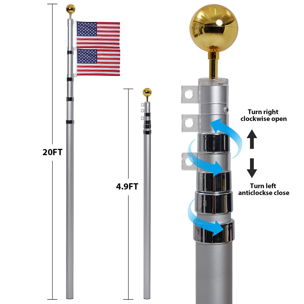 Heavy Duty Patio Flagpole with 3x5 American Flag