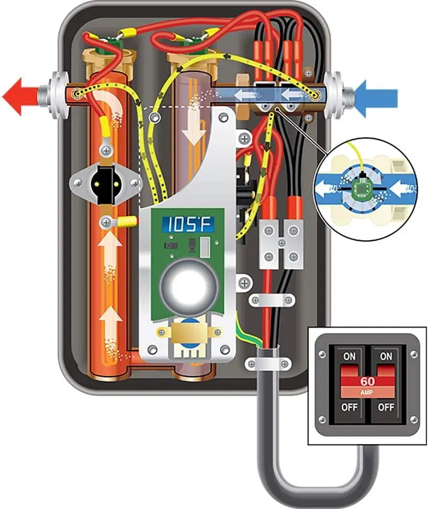 Electric Tankless Water Heater, 13KW at 240 Volts