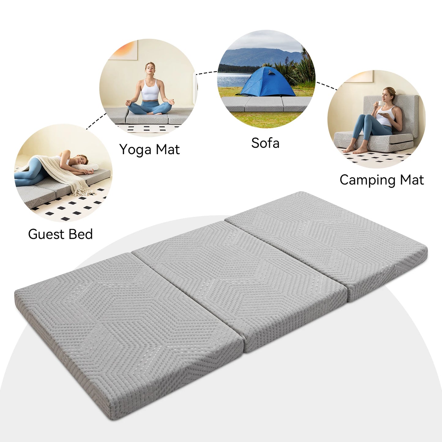 4 inch Twin XL Foldable Memory Foam Mattress with Bag