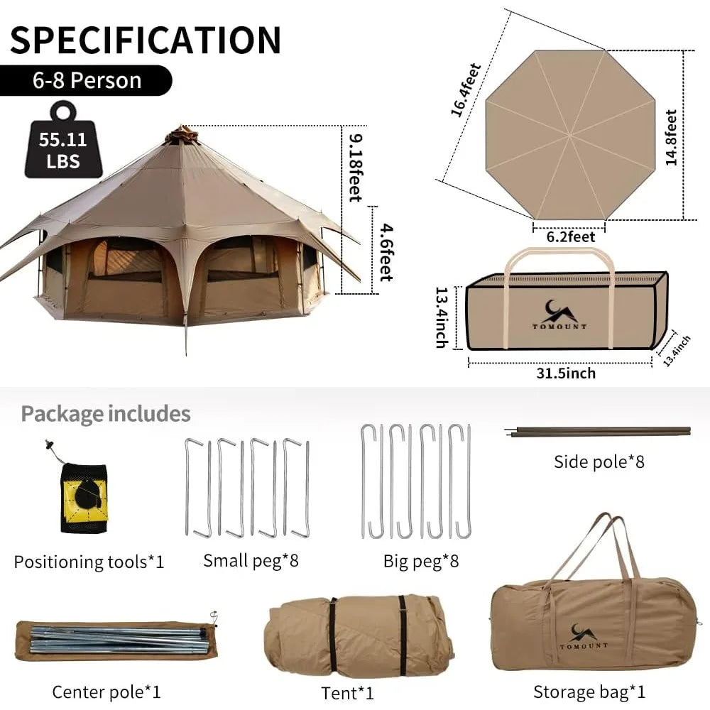 Bell Tent 16.4ft*High9.2ft with Stove Jack