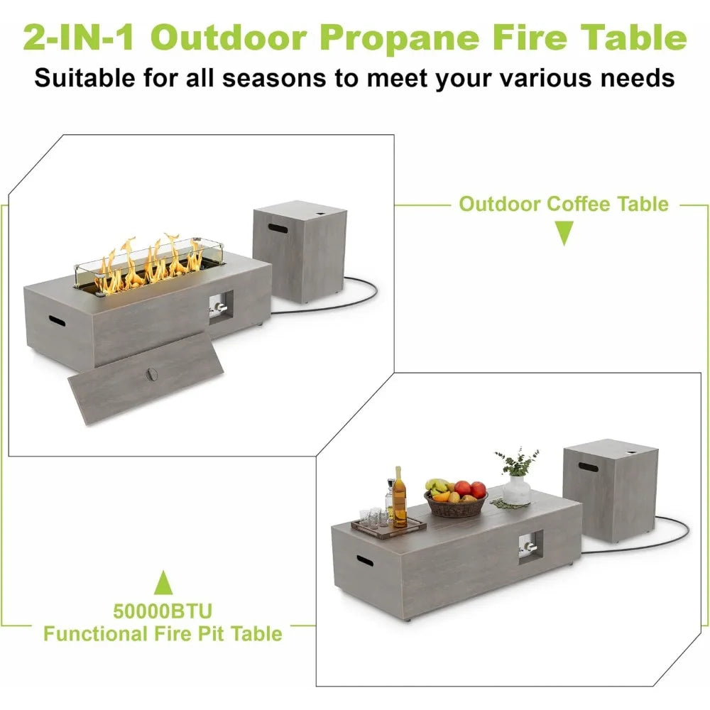 42″Rectangular Gas Firepit Table