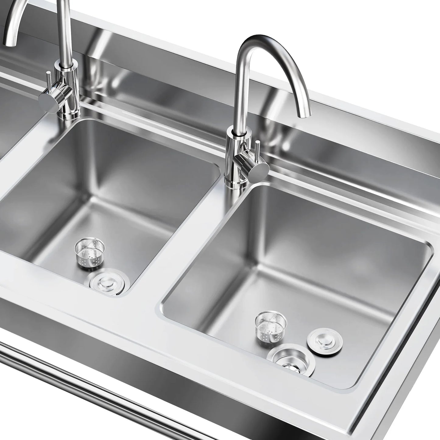 3 Compartment Kitchen Sink Stainless Steel with Faucets