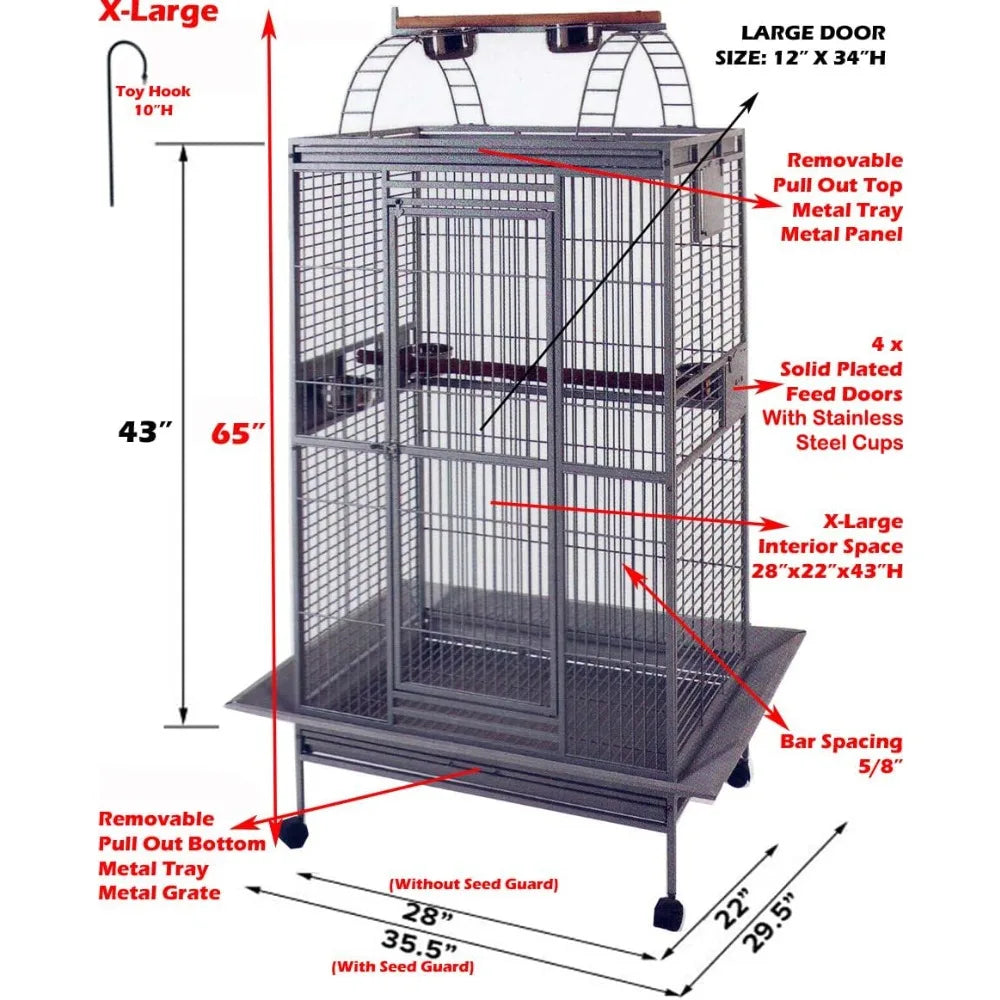 Extra Large Double Ladders Open Play Top Wrought Iron Bird Cage