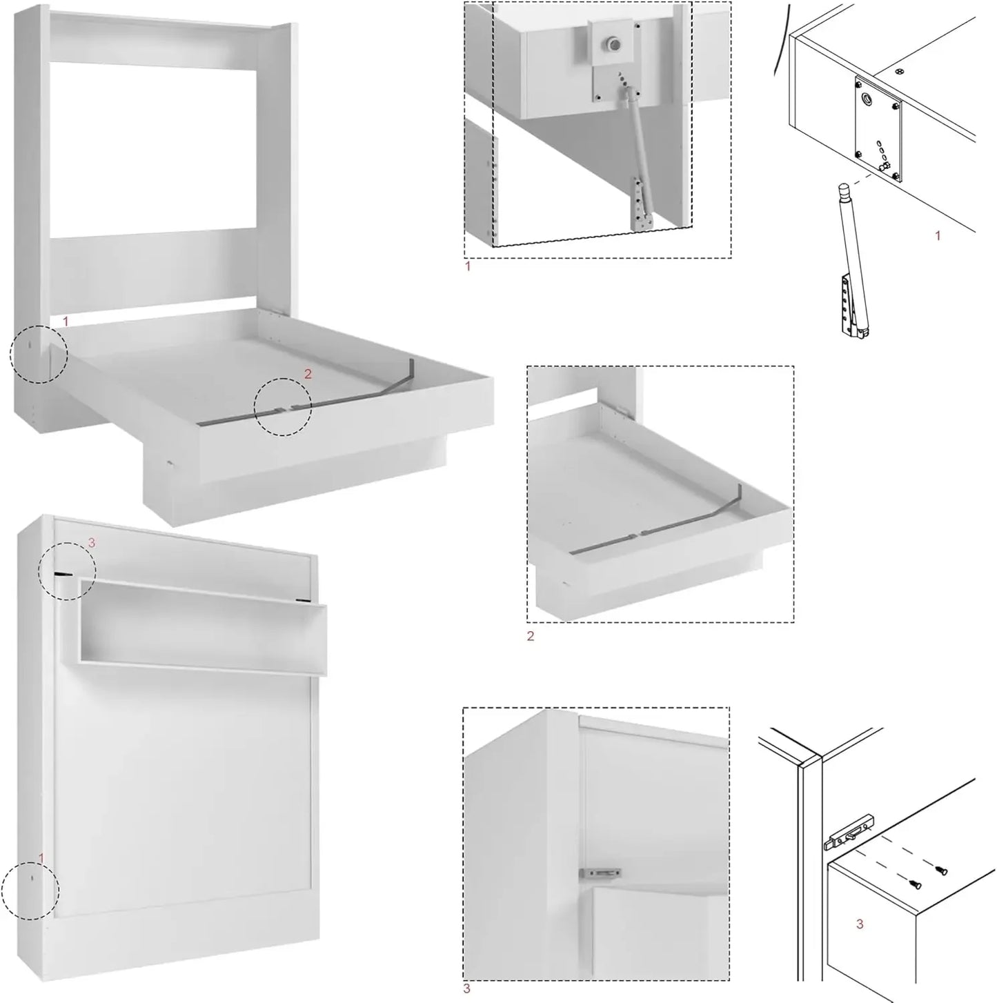 Easy-Lift Full Murphy Wall Bed with Shelf