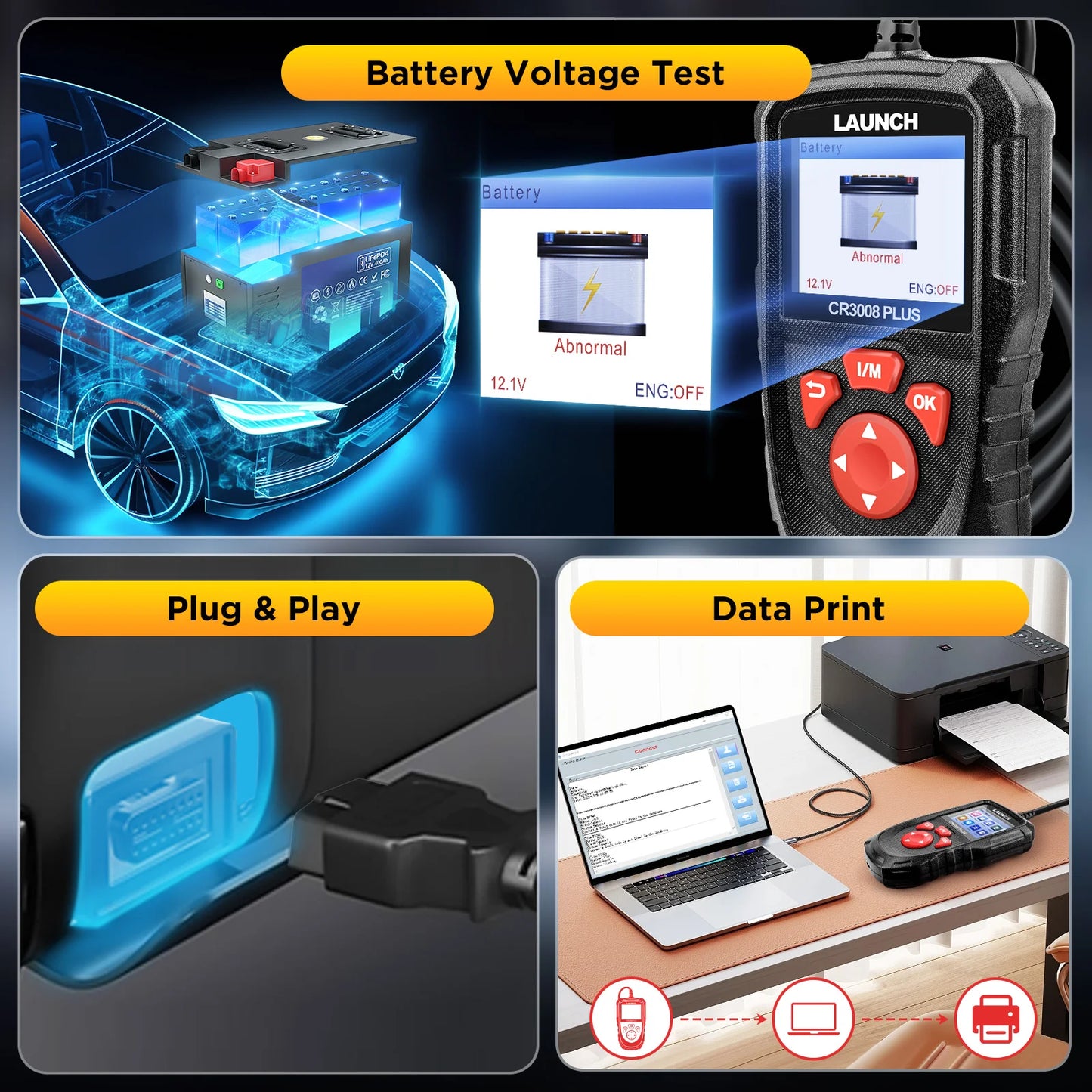 OBD2 Scanner Engine Battery Diagnostic Tools Auto Code Reader Scan Lifetime Free Update Online