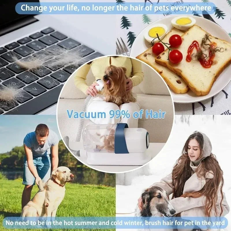 Pet grooming kit with vacuum