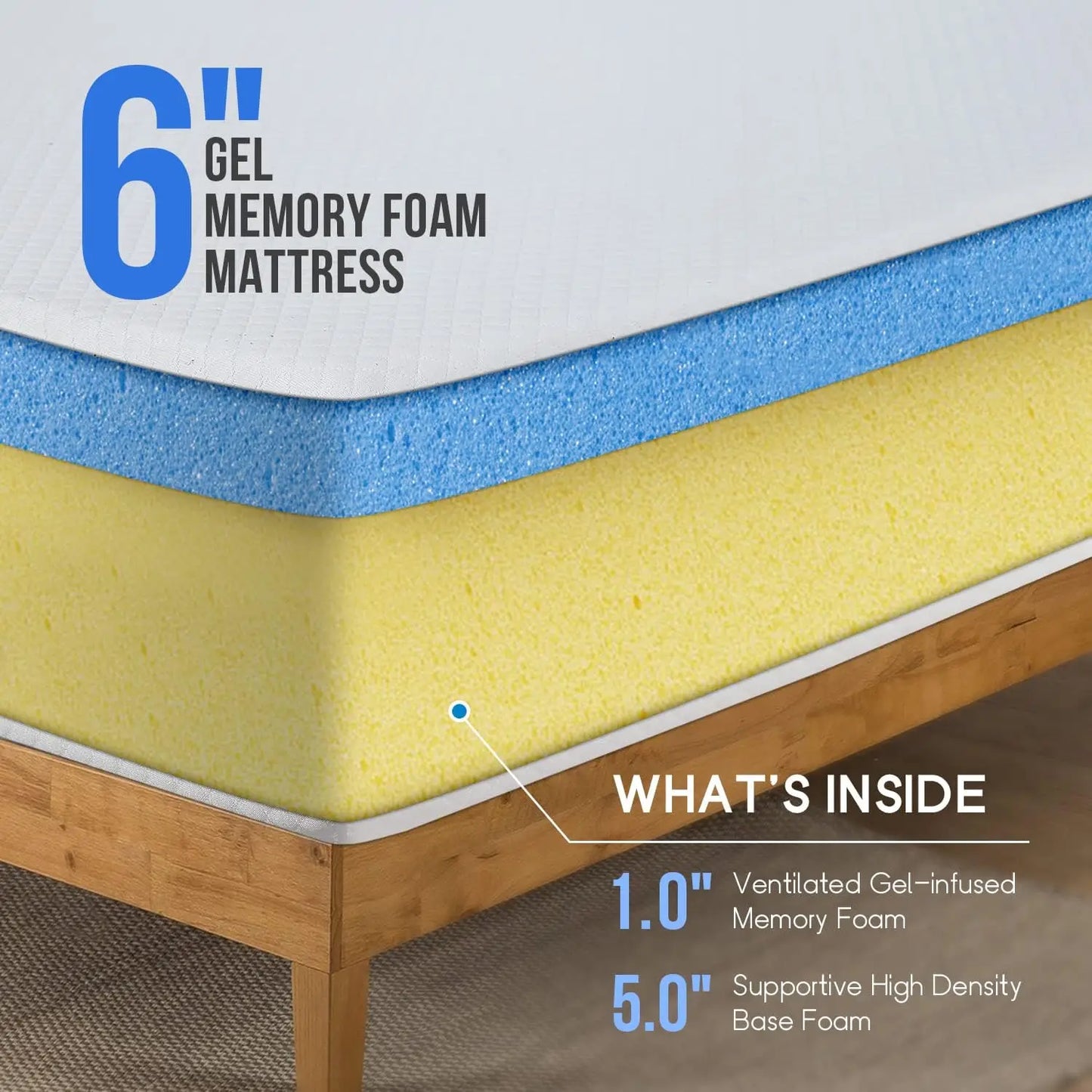 6 inch Gel Memory Foam Mattress Queen