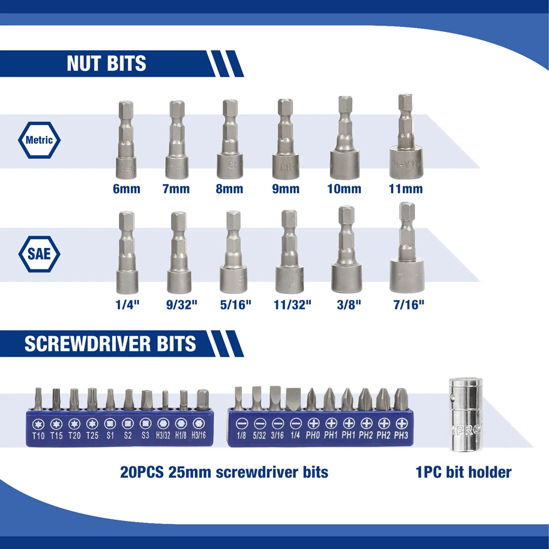 69PC 1/4" Ratchet Wrench and Screwdriver Bits Set