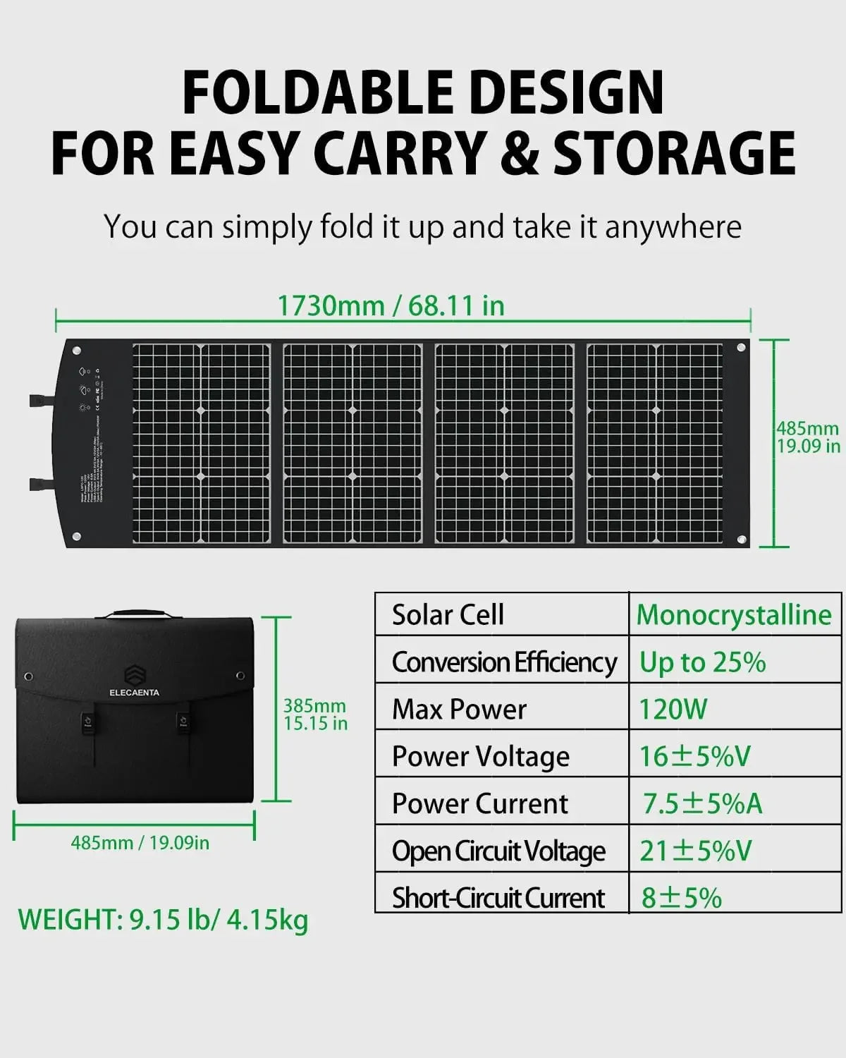 120W Portable Solar Panel for Power Station