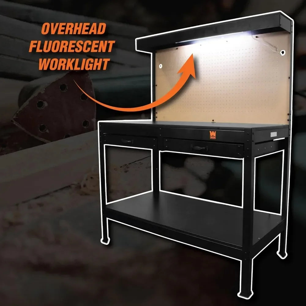 48-Inch Workbench with Power Outlets and Light