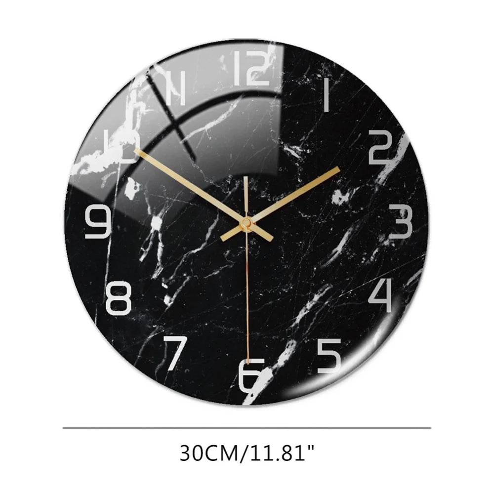 Luxury 3D Acrylic Black Gold Marble Pattern Wall  Clock